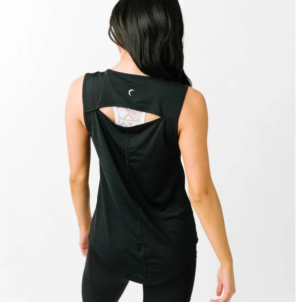 Zyia Activewear Laser Cut Black Tank Tops